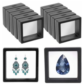 Fabselection 10 PCS 3D Floating Display Case PE Film Jewelry Storage Box Coins Display Frame Holder Stands for Antique Challenge Coins, Medallion Shells Gems Rocks