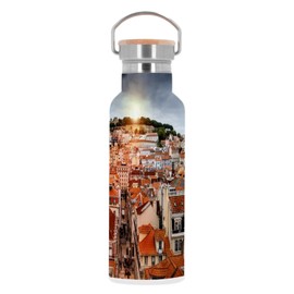 Vacuum Flask Stainless Steel Thermos Flask – 500 ml – Rising Sun on Roof Tiles – Europe
