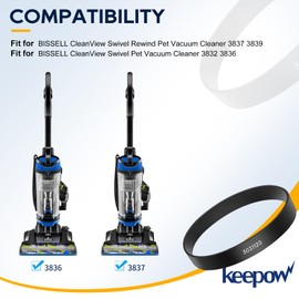 KEEPOW Vacuum Belt Compatible with Bissell CleanView Swivel Rewind Pet Vacuum Cleaner Model 3832 3836 3837 3839 3534 3536 3674 3675 3676 36762, 2 Pack