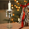 VGEUNA 4 Pieces Bent Glass Candle Bobeches with Crystal Prisms