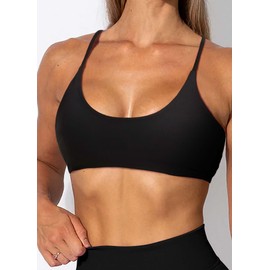 TZLDN Workout Backless Sports Bra for Women Removable Padded Strappy Low Impact Open Back Bras Gym Clothes Yoga Crop Tank Top A5Classic-Black, Small
