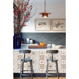 24 Pcs Peel and Stick Tile Backsplash Self-Adhesive Tile Sticker Vinyl Wall Stickers for Kitchen, Bathroom, Fireplace, Cupboard Decoration,HZ-41,4x4inch