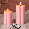 Girimax Pink Flameless Pillar Candles with Remote, Flickering LED Wax