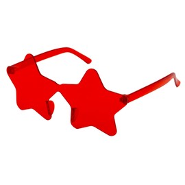 PLAYZOCO Sunglasses Star Shape Frameless Sunglasses Star Glasses Fancy Dress Party Glasses Stag Night Carnival Glasses Unisex Red