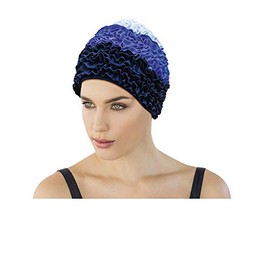 Fashy Women Frill swim cap Frill Swim Cap Wih Plastic Lining and Seal - blue, one size