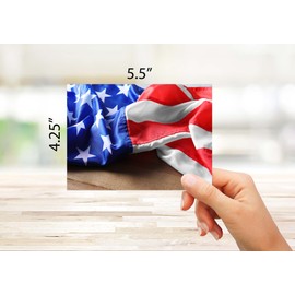 Small World Greetings American Flag USA Note Cards 12 Count - Blank Inside with White Envelopes - Patriotic Stationery - Veteran's Day - Military - A2 Size (5.5" x 4.25")