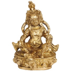Exotic India Kubera-The God Who Gives Money Statue, Antique Yellow, 1.5 x 3.5 x 4-Inch