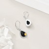 YFN Black Onyx Tear Drop Earrings Sterling Silver Agate Dangle