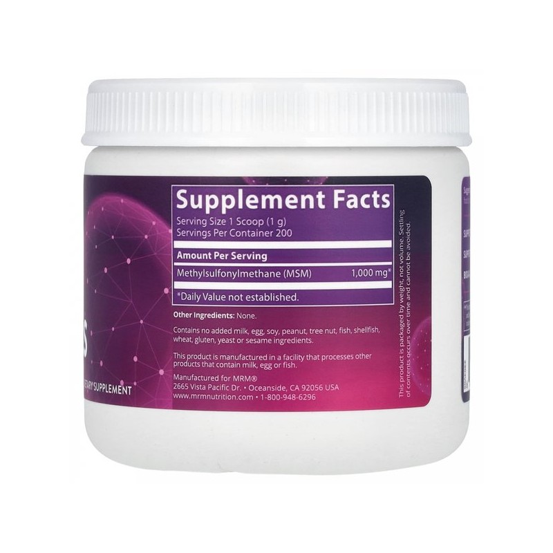 엠알엠 뉴트리션, MSM 크리스탈, 199.9g (200g) MRM Nutrition, MSM Crystal,