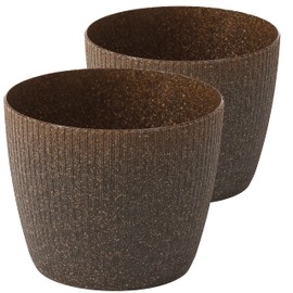 Tymar Flower Pot, Pack Of 2, Round Shape, Planter (2 Pack), Espresso, Diameter 21 cm