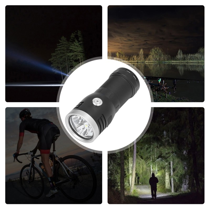 P50 Flashlight 3LED Long Range Flashlight 10000LM Stepless Dimming USB