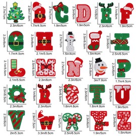 Iron On Christmas Letter Patches, A-Z Christmas Embroidery Alphabet Patches Alphabet Patches Sew Embroidered Patches, Alphabet Patches for Bags Clothes Jackets Hats Backpacks Jeans (N)