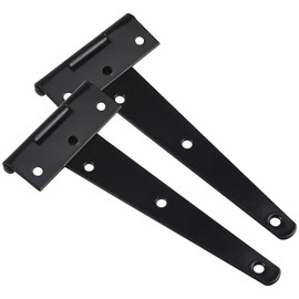 AvoDovA 2 Pcs Heavy Duty Tee Hinge, 150mm 6 inch Anti-Rust T Hinge, Black Metal Strap Tee Hinge for Shed Doors, Barn Doors, Gate Doors, Garden Gate, Cabinet Door, Wooden Door