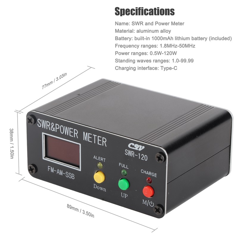 120W SWR and Power Meter Digital Display 1.8MHz SWR Tester
