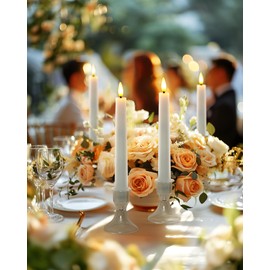 Raycare Pack of 9 Flameless Taper Candles Battery Operated, Led Candle Sticks Warm Flickering, 6.7 Inches Taper Candlesticks with Holders, LED Window Candles with Remote Timer (Batteries not included)