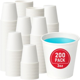 VPACKDUO 200 Pack 3 oz Disposable Paper Cups, Sturdy Bathroom Cup, Food-Safe Mouthwash Cups, Leak-Free Small Coffee Cups for Daily Use, Travel and Camping
