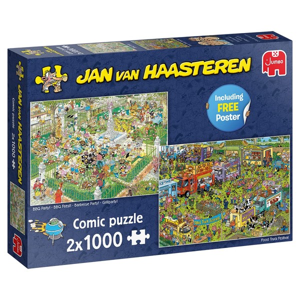 Jumbo, Jan Van Haasteren - Food Festival, Jigsaw Puzzles for Adults, Puzzles, 2 x 1,000 Piece
