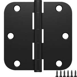 Door Hinges for Doors 3.5 Inch Interior Door Hinges Matte Black Hinges for Doors 3.5 Inch Rounded 5/8 Radius Bedroom Office Hallway Indoor/Interal Door Hardware 3.5 Inch Black Door Hinge 2 Pack
