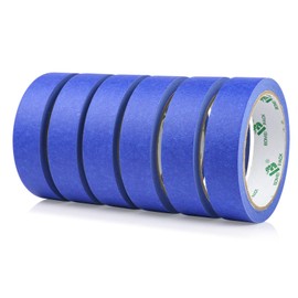 BOMEI PACK Blue Masking Tape Decorative Writable Blue Painters Tape for Arts & Crafts,6 Rolls Pack, 24mm x 20m Per Roll