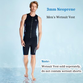 Wetsuit Top Men Wetsuit Vest 3mm Neoprene Front Zip Sleeveless Wet Suit Tops Jacket Diving Vest Swimming Canoeing Surfing 2XL Size