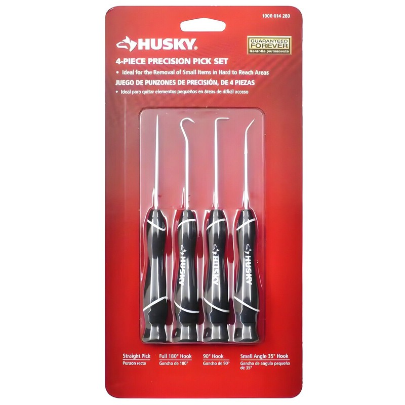 Husky 4-PC PRECISION HOOK & PICK TOOL SET: Straight Full
