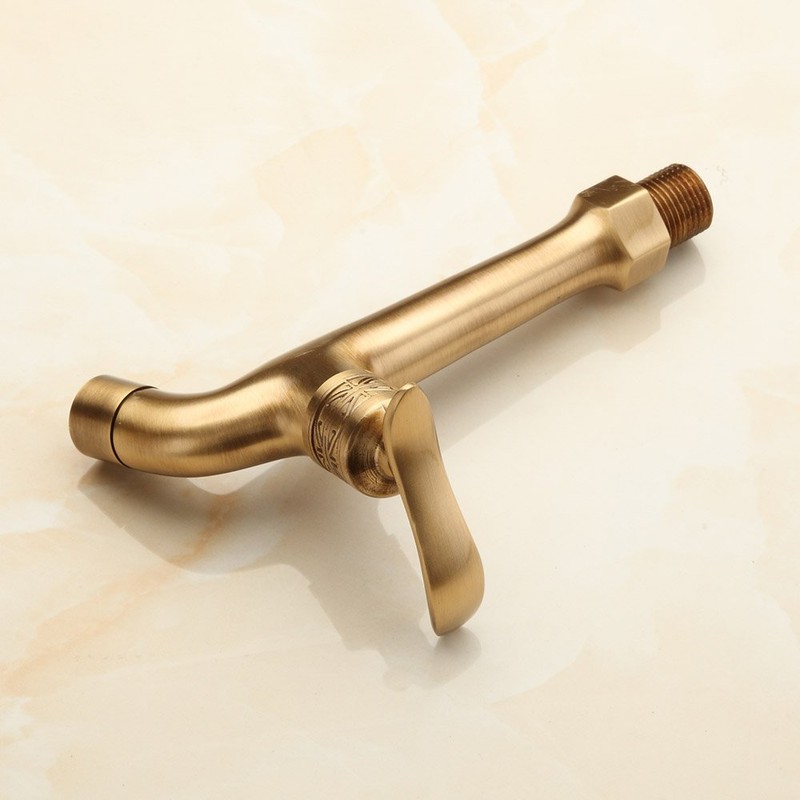 Antique Brass Bathroom Washing Machine Wall Mounted Tap with Handle