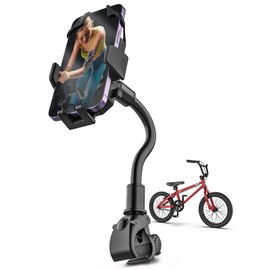 Kolasels Gooseneck Spin Bike Phone Holder Mount for 4-7" Phone, Bicycle Handlebar Cell Phone Mount for Treadmill, Peloton, Indoor Exercise Bike, Strollers, Wheelchair, Stationary Bike, Workout Bike