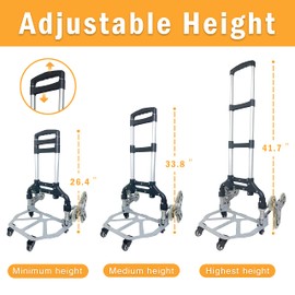 260 LB Stair Climbing Cart, Aluminum Trolley Dolly for Stairs, Folding Hand Truck Dolly, Grocery Shopping Cart with Mute Wheels, Telescoping Handle and Rubber Wheels for Moving, Shopping