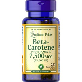 Puritan's Pride Beta-Carotene 25,000 IU - 250 Softgels 74312112232