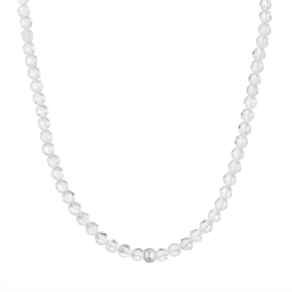 BERGERLIN Genuine Natural Stone Necklace with 925 Sterling Silver Pearl