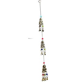 PARIJAT HANDICRAFT Brass Decorative String of Metal and Beads Vintage Indian Style Wall Hanging Bells (Buddha)