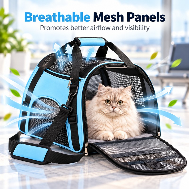 Blue Pet Carrier Bag for Cats and Small Dogs –