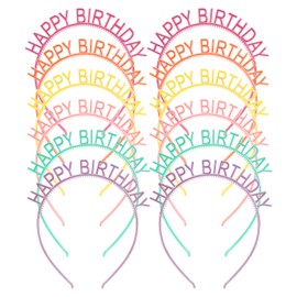 ZIRICHER Happy Birthday Headband Glitter Birthday Girls Headband,Candy Color Plastic Birthday Hairbands Crown Hair Hoops,Shiny Birthday Head Boppers for Women Adult Kids Birthday Headwear Accessories