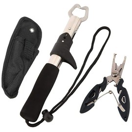 Fish Gripper, Fishing Plier, Stainless Steel Fishing Gripper, Soft Handle Fish Lip Grabber, Remover Fish Holder, Fly Fishing Tool, Fishing Gifts for Men (Style B)