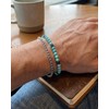 Sunongxin Hematite Bracelet, Stainless Steel Box Chain & Turquoise Beaded