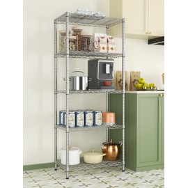 SINGAYE 5 Tier Storage Garage Shelving Units Heavy Duty Wire Shelves Pantry Metal for Pantry Closet Kitchen Laundry Bathroom Organizers Shelf Home Shorage Gray