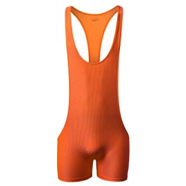 QiaTi Mens Athletic Supporters Breathable Wrestling Boxers One Piece Bodywear Jumpsuit Underwear Singlet Basic Layer Leotard