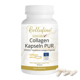 Cellufine® Verisol® B (Beef) Collagen Capsules PUR - 180 Vegan Capsules, Innovative, Bioactive Collagen Peptides for 1 Month in Clean Label Quality, Gluten-Free, Allergy-Free, Lactose-Free, Sugar-Free