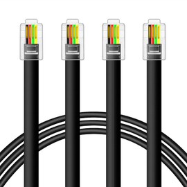 NECABLES 2Pack RJ9 Cable 1ft 4P4C Phone Cord Telephone Cable RJ9 / RJ10 / RJ22 4P4C Male to Male Straight for Both Data and Voice Black - 1 Foot
