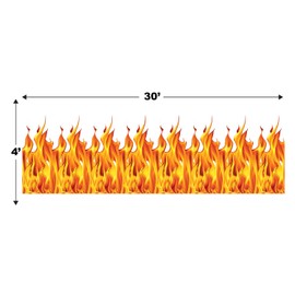 Beistle Plastic Flame Wall Backdrop, 4’ x 30’ – Photo Backdrop, Easy to Adhere Wall Covering, Party Decor, Burning Fire Photography Background for Birthdays, Holidays & Events