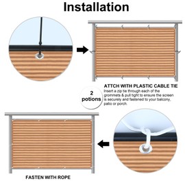 Eden's Decor Balcony Privacy Screen Brown/Khaki 3'x 3' Cover Mesh Windscreen Weather-Resistant UV Protection for Backyard Deck, Patio, Balcony, Pool, Porch, Fence, Railing, Gardening