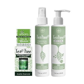 Árbora Kit Piel Grasa y Mixta: Jabón, Tónico Facial + Aceite Esencial de Tea Tree | La Combinación Ideal para Dejar la Piel Limpia y sin Impurezas | 100% Puro | 120 ml, 125 ml, 11 ml