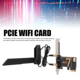 BE200NGW 8774Mbps PCIE WiFi Card, BT5.4 2.4G 5G 6G Three Band Cordless Network Card with 12DB Folding Extension Antenna for Desktop for Win 10 Win11, for Linux, for Chrome OS