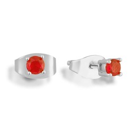 EVRY JEWELS Gold or Silver Plated Women's Hypoallergenic Ice Ice Baby Earrings:_Silver, Red CZ, Mini