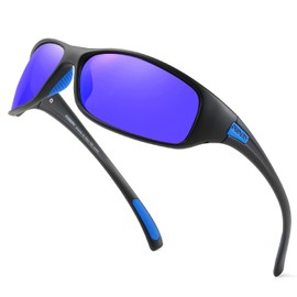 DUBERY Polarized Sport Sunglasses for Men 100% UV Protection Driving Fishing Golf Shades,Black/Deep Blue