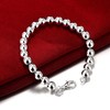 PMANY 925 Sterling Silver Plated Round Beads Bracelet, 8mm