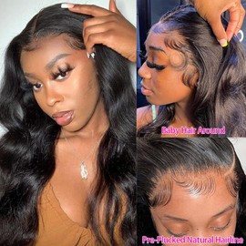 HANGFIRST 30 Inch 13x6 Body Wave Lace Front Wigs Human Hair Pre Plucked 180% Density HD Transparent Lace Frontal wig Human Hair For Women Body Wave Wigs With Baby Hair