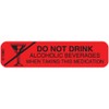 PHARMEX 8-X Permanent Paper Label,"NO Alcohol While", 1 9/16" x 3/8", Red (500 per Roll, 2 Rolls per Box)