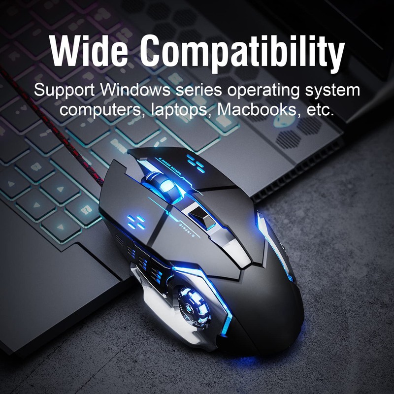 LiBO&HKBO Gaming Mouse Wired, USB Optical Computer Mice with RGB
