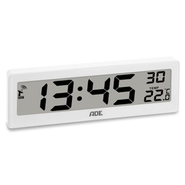 ADE Digital Radio-Controlled Clock Living Room with Temperature Display, Very Large Numbers, Easy to Read Display, White